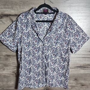 J. Crew Floral Pajama Top - Blue and White